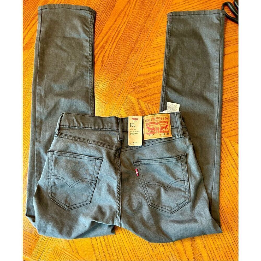 Levi's Men's 511 Slim Stretch Fit Jeans - New Olive Khaki - 29W x 32L NWT - Picture 9 of 10